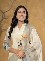 Thumbnail for Yufta Green Pure Crepe Placement Print Kurta Dupatta Set
