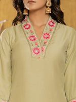 Thumbnail for Yufta Green Silk Blend Pakistani Style Kurta Dupatta Set