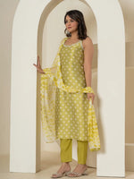 Thumbnail for Yufta Green Silk Kurta Dupatta Pant Set