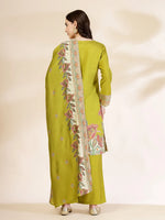 Thumbnail for Yufta Green Silk Straight Kurta With Palazzo Dupatta Set