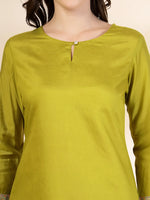 Thumbnail for Yufta Green Silk Straight Kurta With Palazzo Dupatta Set