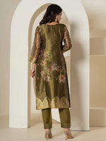Thumbnail for Yufta Green Tissue Kurta Dupatta Pant Set
