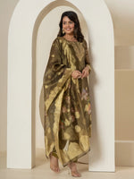 Thumbnail for Yufta Green Tissue Kurta Dupatta Pant Set