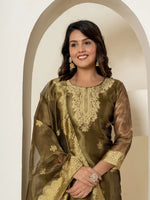 Thumbnail for Yufta Green Tissue Kurta Dupatta Pant Set