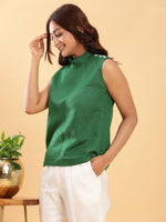 Thumbnail for BohoJazz Green Fitted Top with Off-White Trousers Co-ord Set