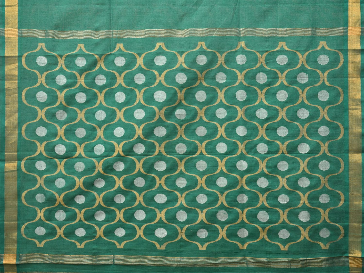 Green Uppada Cotton Handloom Saree with Grill Pallu Design - Global Threads - Distacart