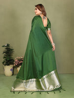 Thumbnail for Anaita Green Zari Weaving Work Satin Silk Saree With Blouse - Distacart