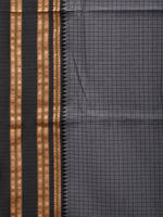 Thumbnail for Grey Bamboo Cotton Saree with Checks Design - Global Threads - Distacart
