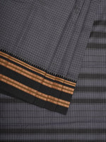 Thumbnail for Grey Bamboo Cotton Saree with Checks Design - Global Threads - Distacart