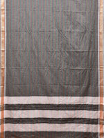 Thumbnail for Grey Bamboo Cotton Saree with Checks Design No Blouse - Global Threads - Distacart