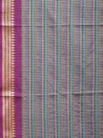 Thumbnail for Grey Bamboo Cotton Saree with Checks Design No Blouse - Global Threads - Distacart