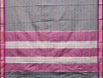 Thumbnail for Grey Bamboo Cotton Saree with Checks Design No Blouse - Global Threads - Distacart