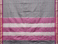 Thumbnail for Grey Bamboo Cotton Saree with Checks Design No Blouse - Global Threads - Distacart