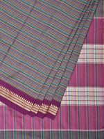 Thumbnail for Grey Bamboo Cotton Saree with Checks Design No Blouse - Global Threads - Distacart