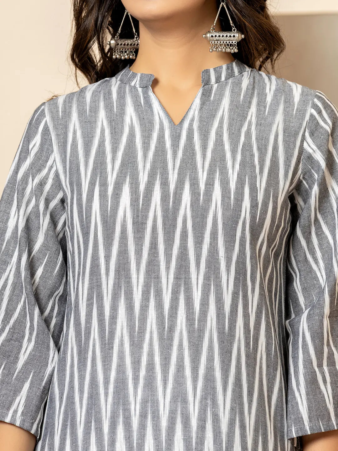 Yufta Grey Cotton Ikat Co-Ord Set