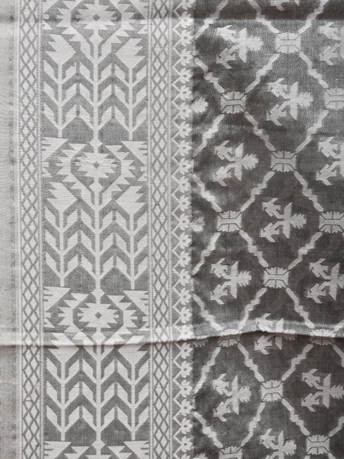 Grey Cut Work Tussar Cotton Saree with All Over Jamdani Style Design - Global Threads - Distacart