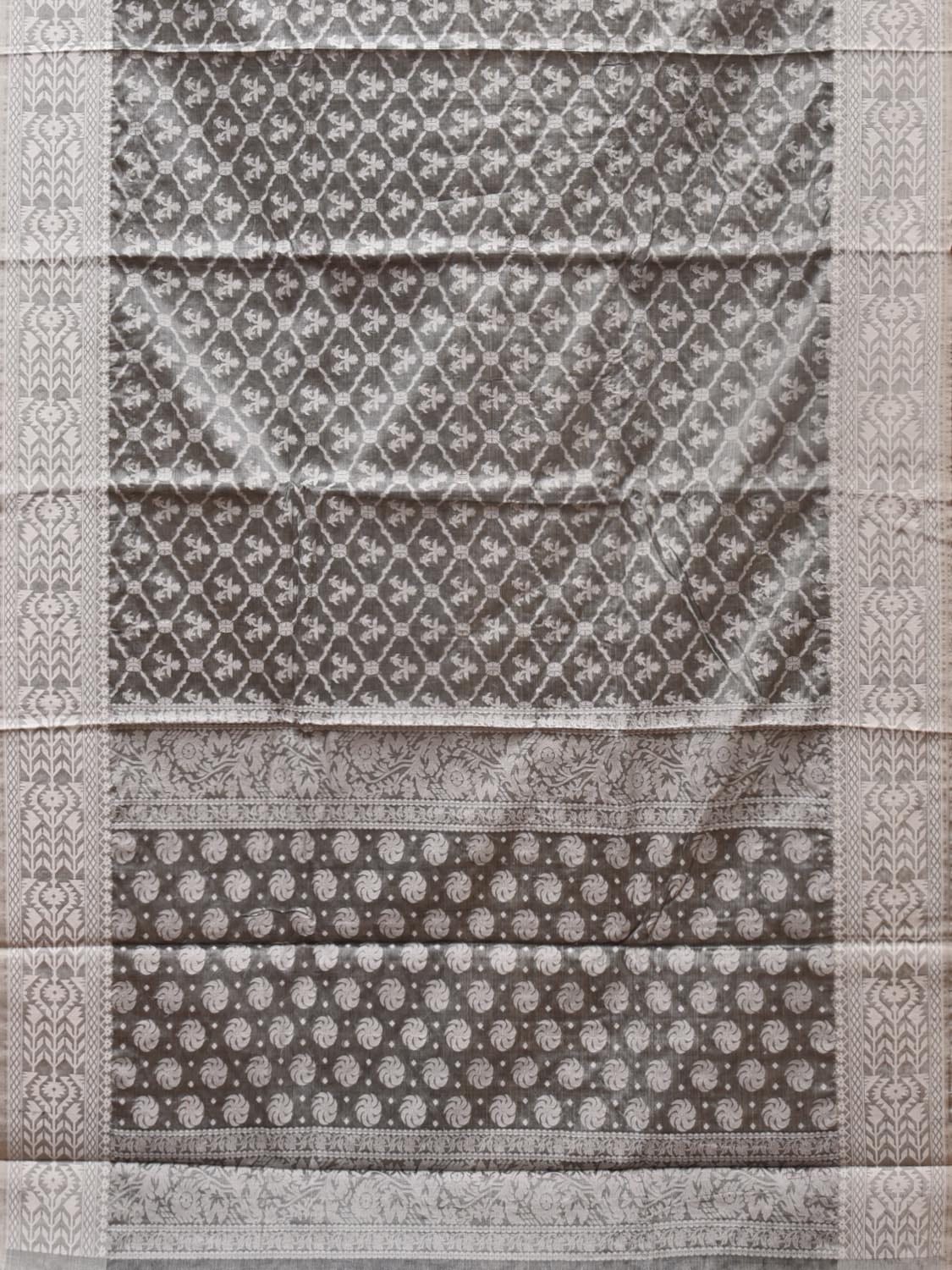 Grey Cut Work Tussar Cotton Saree with All Over Jamdani Style Design - Global Threads - Distacart