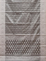 Thumbnail for Grey Cut Work Tussar Cotton Saree with All Over Jamdani Style Design - Global Threads - Distacart