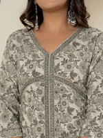 Thumbnail for Yufta Grey Sequins_Work Pure Cotton Anarkali Kurta And Dupatta Set - Distacart