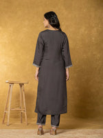 Thumbnail for Yufta Grey Silk Kurta Dupatta Pant Set