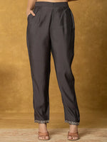 Thumbnail for Yufta Grey Silk Kurta Dupatta Pant Set