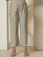 Thumbnail for Yufta Grey Thread_Work Shirt And Trouser Silk Blend Co-Ord Set