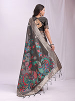 Thumbnail for Anaita Grey Linen Cotton Woven Saree With Blouse - Dista