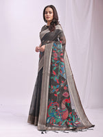 Thumbnail for Anaita Grey Linen Cotton Woven Saree With Blouse - Dista