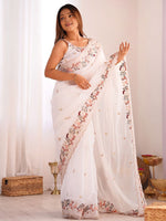 Thumbnail for Mitera Floral Sequinned Jimmychoo Saree - Distacart