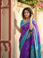Thumbnail for Astita Violet Pochampally Silk Saree - Distacart