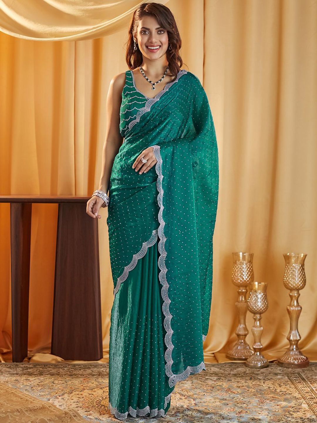 kasee Embellished Beads and Stones Pure Silk Saree - Distacart