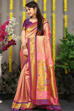 Thumbnail for Jyoti Fashion Women's Baby Pink Banarasi Silk Zari Woven Saree with Blouse - Distacart