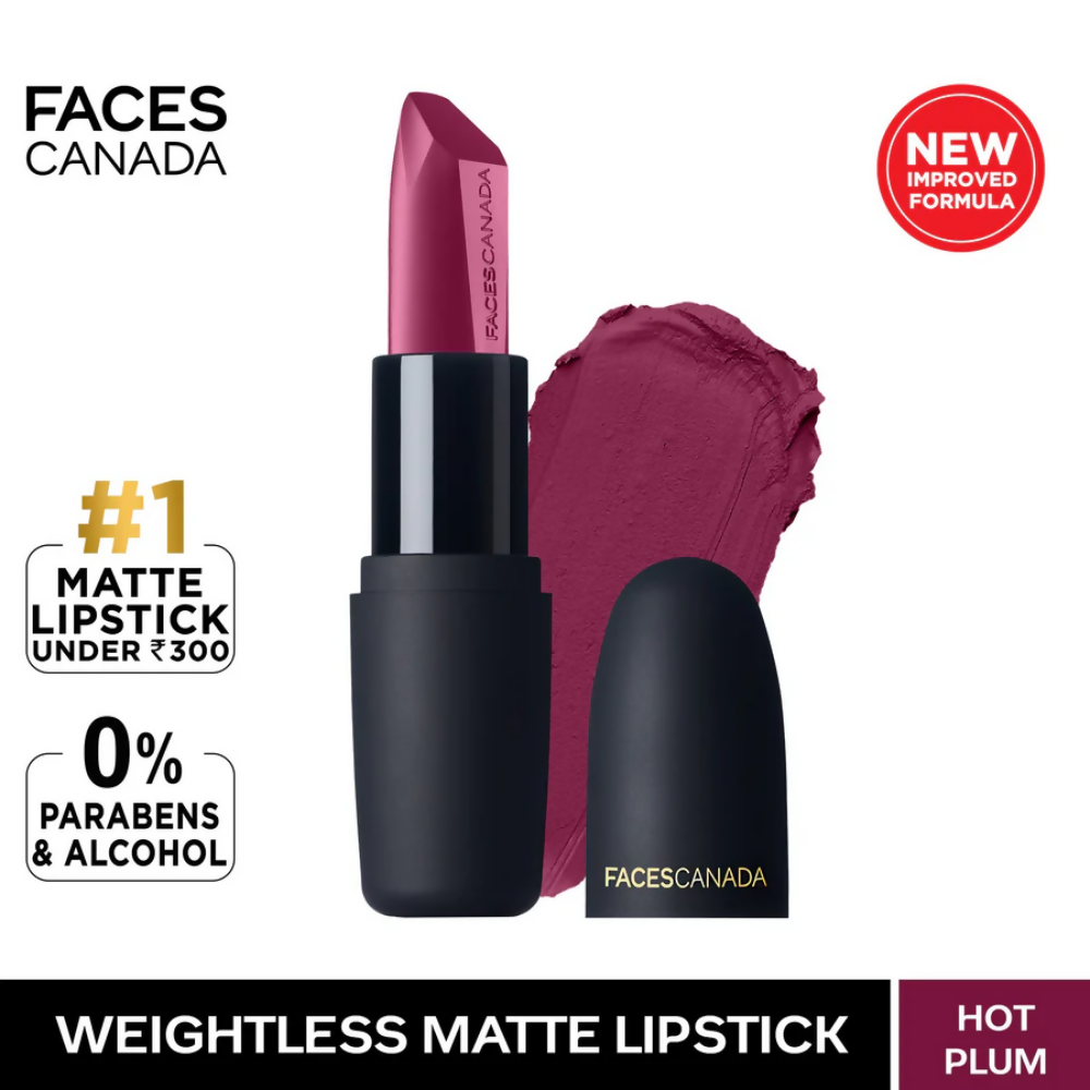 Faces Canada Weightless Matte Finish Lipstick - Hot Plum 24 - Distacart