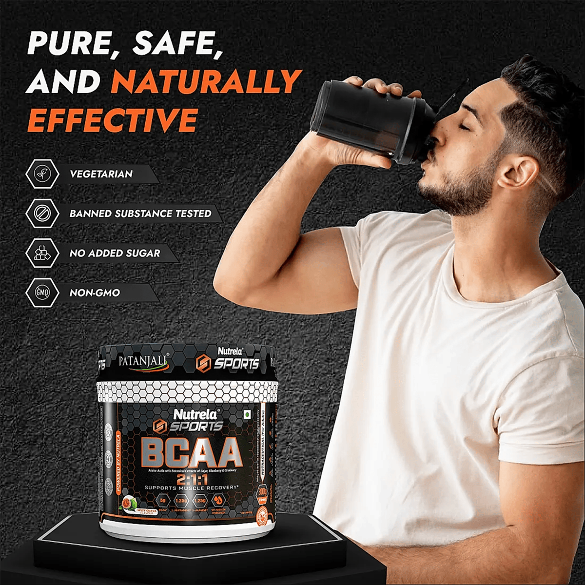Patanjali Nutrela Sports BCAA Powder Spicy (Guava Flavour)