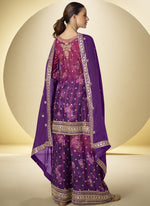 Thumbnail for Vegaa Fashion Purple Chinon Digital Print Designer Palazzo Suit