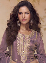 Thumbnail for Vegaa Fashion Onion Pink Simar Silk Embroidered Designer Salwar Suit