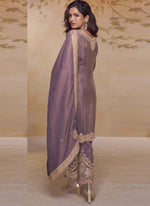 Thumbnail for Vegaa Fashion Onion Pink Simar Silk Embroidered Designer Salwar Suit