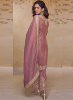 Thumbnail for Vegaa Fashion Peach Simar Silk Embroidered Designer Salwar Suit