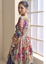 Thumbnail for Vegaa Fashion Violet Chinon Embroidered Designer Palazzo Suit