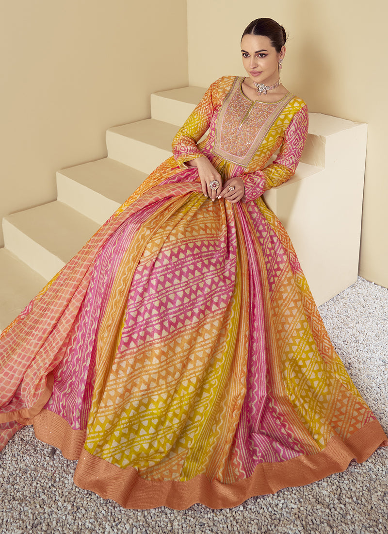Vegaa Fashion Multicolor Real Muslin Digital Print Anarkali Suit