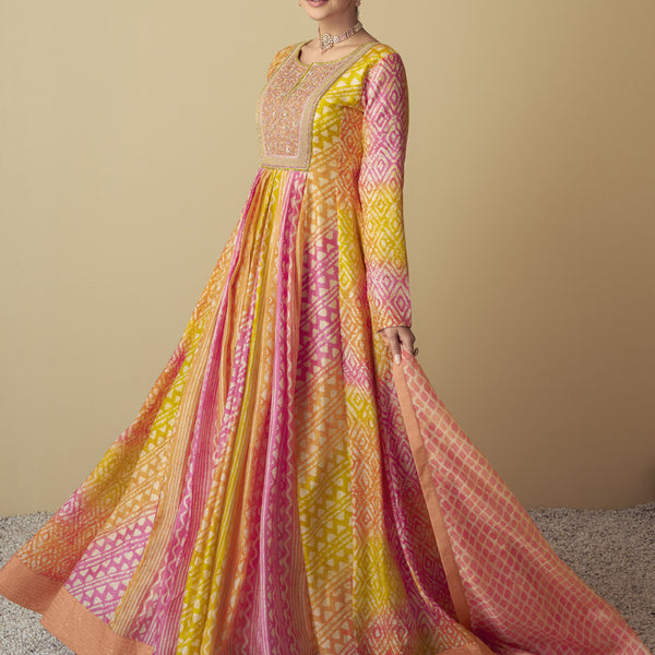 Vegaa Fashion Multicolor Real Muslin Digital Print Anarkali Suit