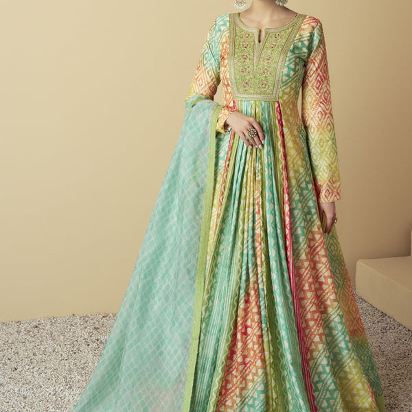 Vegaa Fashion Multicolor Real Muslin Digital Print Anarkali Suit