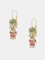 Thumbnail for Ruby Raang Kundan Emerald Bloom Necklace With Matching Earrings - Distacart