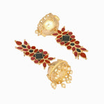 Thumbnail for Nuyug 22K Gold-Plated Enamel & Beaded Dome Shaped Jhumka Earrings