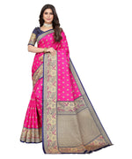 Thumbnail for Vamika Pink Printed Art Silk Saree - Distacart