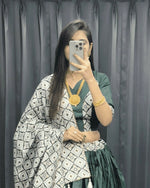 Thumbnail for Preksha Creation Indian Traditional cotton Fabric With Printed Women Lehenga Choli - Green - Distacart