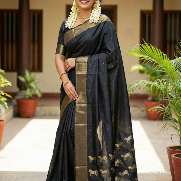 Astita Black Soft Silk Saree - Distacart
