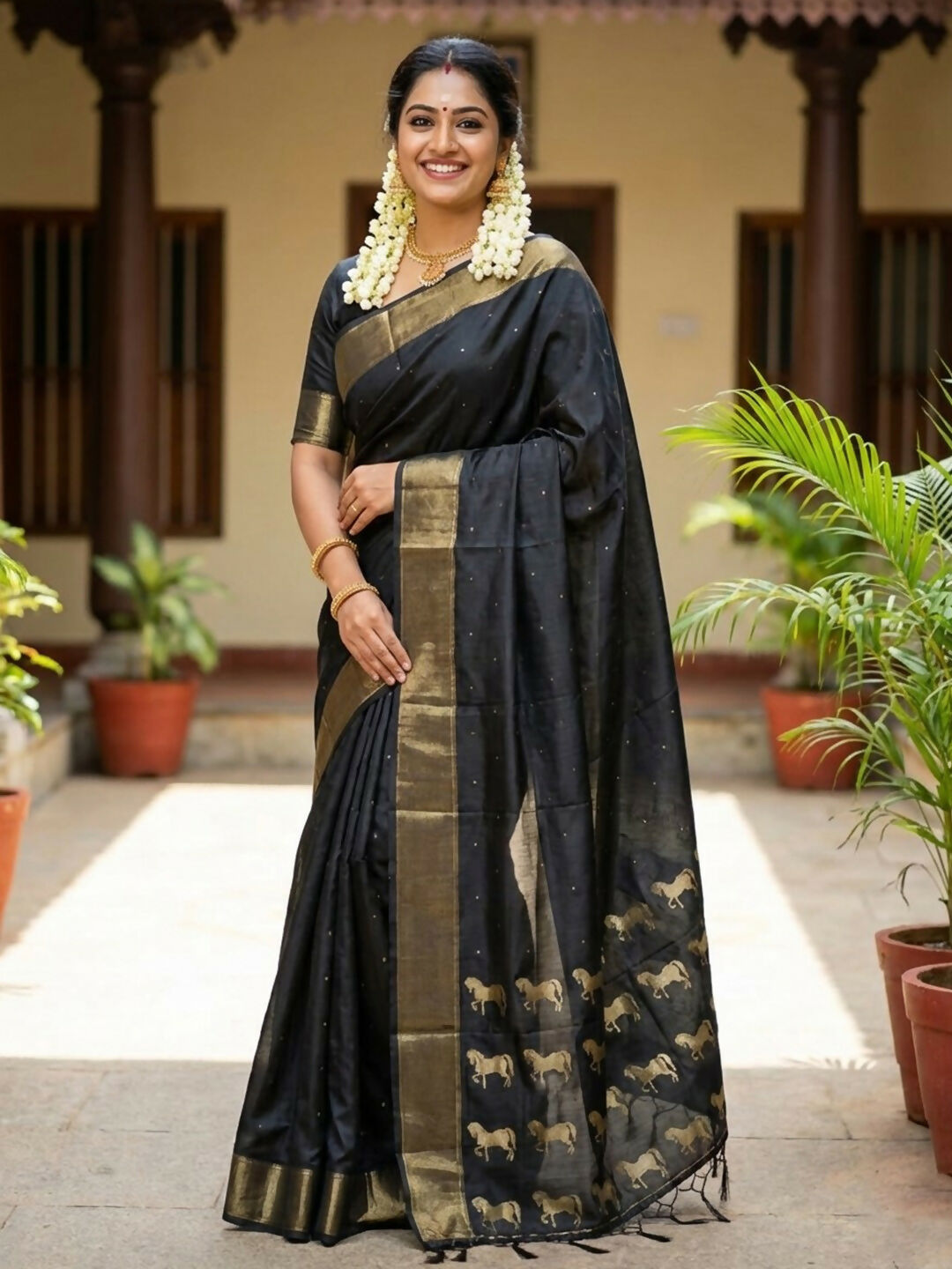 Astita Black Soft Silk Saree - Distacart