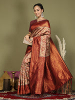 Thumbnail for Astita Lichi Silk Cream Saree