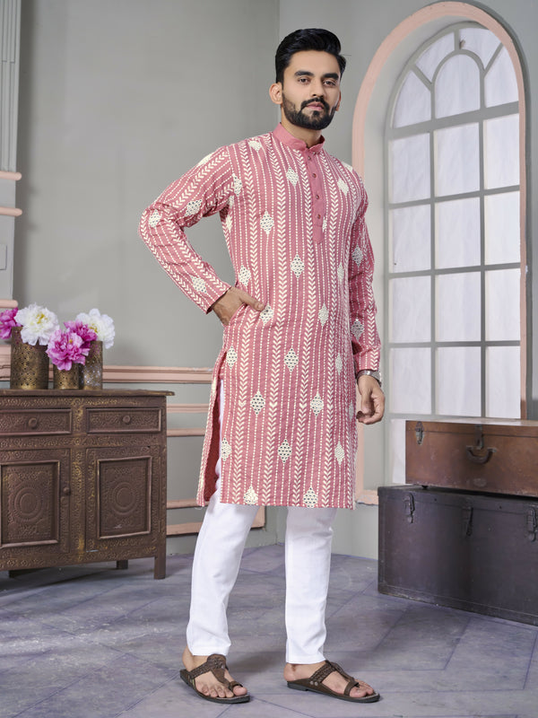 Pink Color Men Ready to Wear Kurta Set for Party Wear by Infinity Export - Distacart